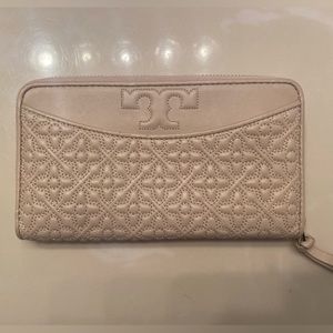 Tory Burch Taupe Zip Wallet